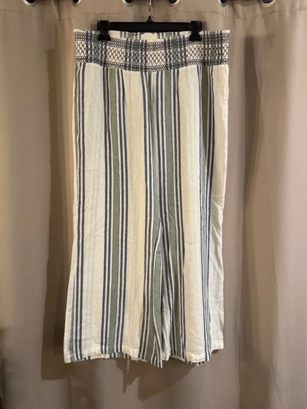 Indigo Rein Blue and White Striped Linen Pants